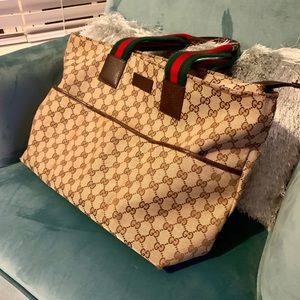 Gucci web diaper bag